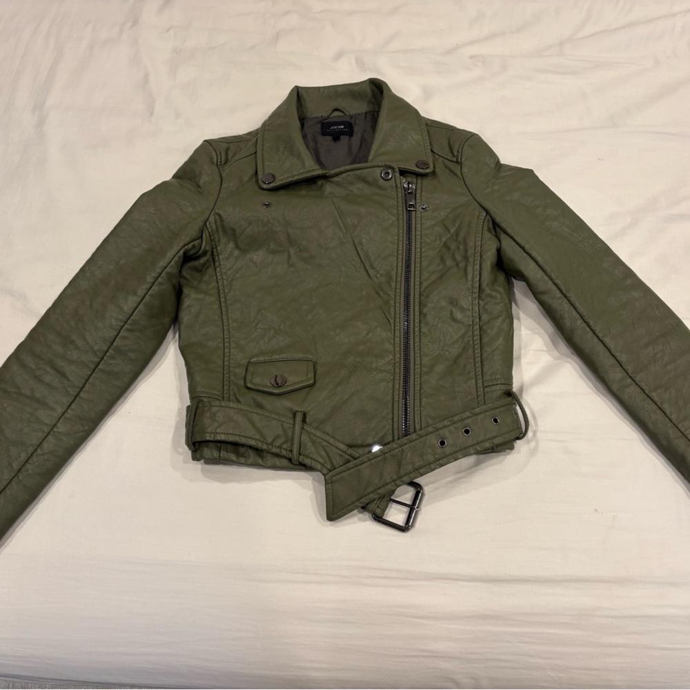 Joes Vegan leather Olive Green Biker Jacket Small